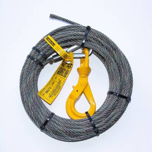 B/A Products Co. - Steel Core Winch Cable with Alloy Self-Locking Swivel Hook -  (7/16" x 75')