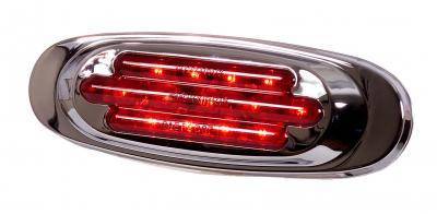 Maxxima - Chrome Oval Clearance Marker, Red Lens w