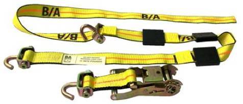 B/A Products Co. - Tie Down Strap with Swivel J Hooks, Tire Grippers & Ratchet