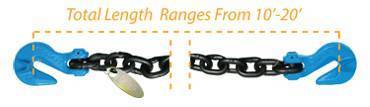 B/A Products Co. - Grade 100 Chain with Cradle Grab Hooks on Each End (10' x 1/2" Chain)
