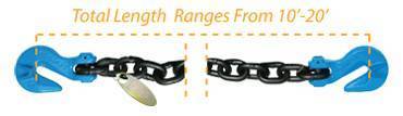 B/A Products Co. - Grade 100 Chain with Cradle Grab Hooks on Each End (15' x 1/2" Chain)