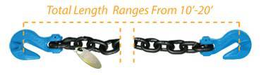 B/A Products Co. - Grade 100 Chain with Cradle Grab Hooks on Each End (10' x 5/16" Chain)
