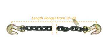 B/A Products Co. - Chain with Clevis Grab Hooks on Each End (3/8" x 10')