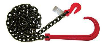 B/A Products Co. - Grade 80 Chain with G80 15" J Hook; Cradle Grab Hook (3/8" Chain - 15')