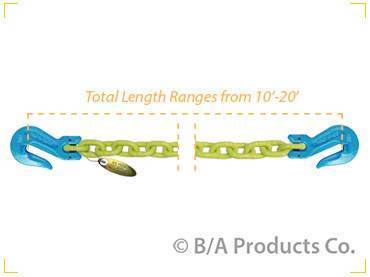 B/A Products Co. - Hi-Viz Chain with Cradle Grab Hooks on Each End (1/2" x 10')