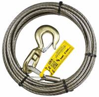 Tow Truck Crane etc. Rollback BA Products Strong 4-S3875S Super Swage 3/8 x 75 Winch Cable with Swivel Hook 6 x 26 IWRC Wire Rope for Wrecker 