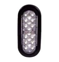 6" Oval Round Back Up, 18 LED's, Grommet